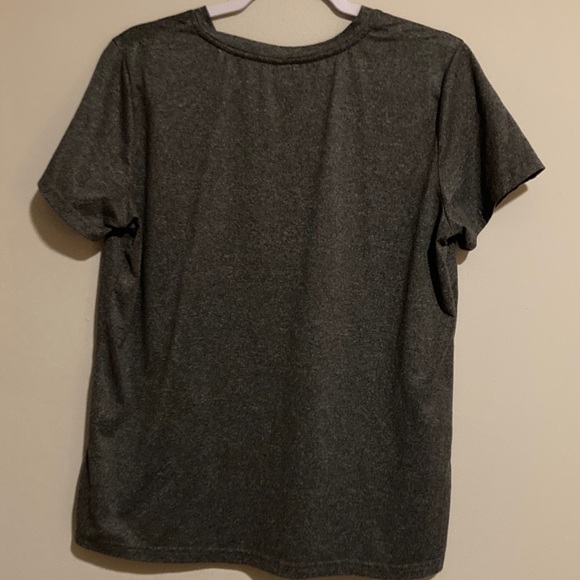 Charcoal V-Neck Tee with Butterfly and Rose Design - Picture 3 of 3